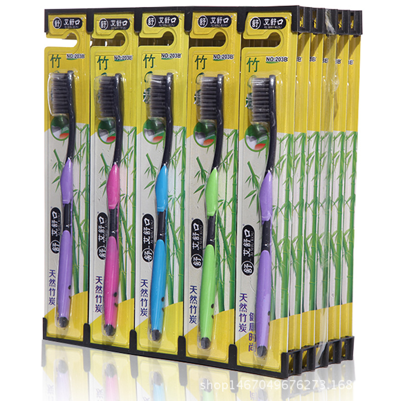 Ai Shukou Korean version bamboo charcoal toothbrush manufacturers directly for adult soft hair ITO independent installation of Tiktoin bamboo toothbrush wholesale 847 details Picture