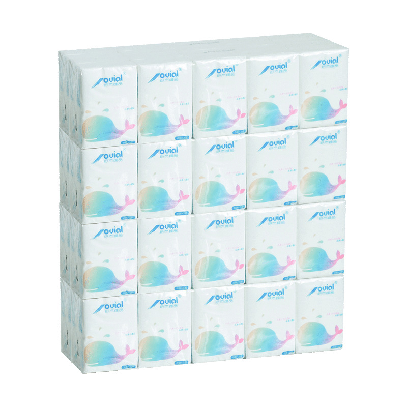 Paper Jevi Pin small whale wood pulp handkerchief paper 3 layers 8 pieces portable no fragrance bag wholesale 150 packages full box 38 Item Picture