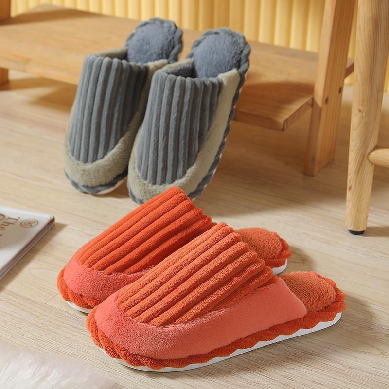 Manufacturers direct sales autumn and winter home indoor cotton slippers corduroy splicing men and women guests plush slippers wholesale 920 Application Scenario