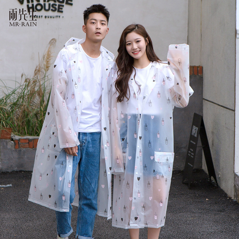 Walking full print raincoat thickened cycling travel fashion EVA adult pocket poncho Unicorn rain gear 975