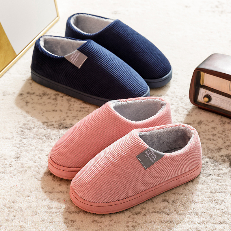 Cotton slippers home wholesale men's full package with winter indoor thick bottom home non-slip stall month woolly slippers female 708 details Picture