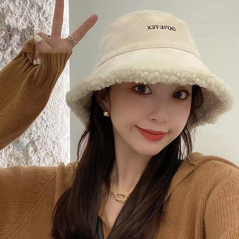 Spring fashion double-sided hats for men and women Autumn Winter Lamb plush fisherman hat Day department students all basin hats 91