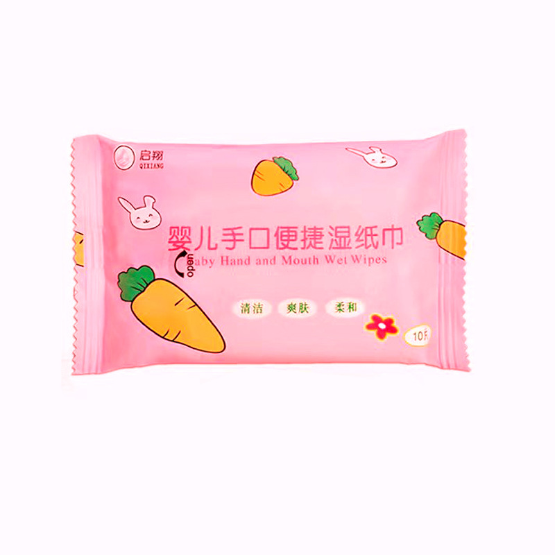10 Hand-drawn mouth wipes for babies wholesale extractable portable children's cleaning wipes small pack Wet wipes Factory 461 Item Picture