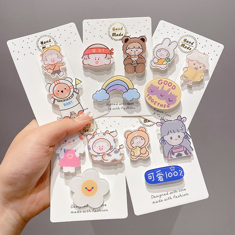 Cute Instagram cartoon day brooch girl 2022 new fashion children's schoolbag pin accessory badge jewelry 527 details Picture