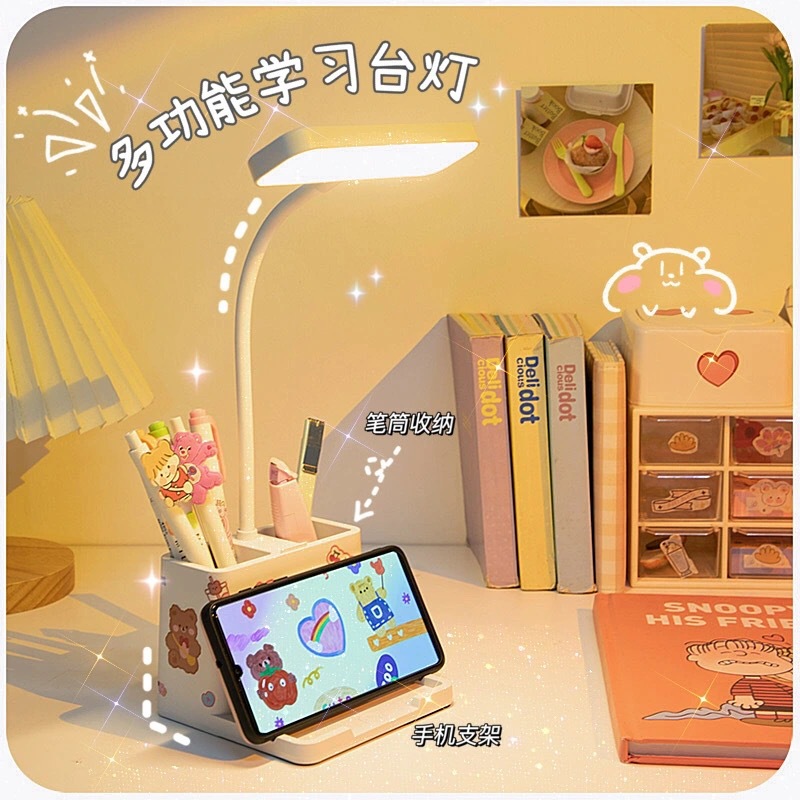 ins Desk lamp dedicated to study dormitory writing homework Charging bedroom bedside fashion children girls desk eye protection lamp 863 full figure