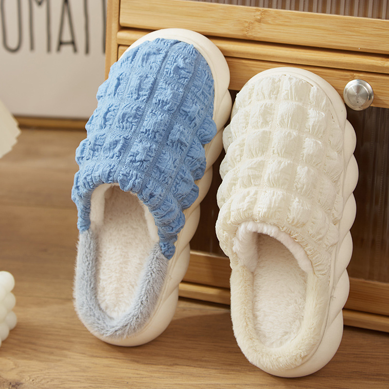 Cotton slippers home wholesale PVC super thick bottom step poo puffs couple winter indoor and outdoor warm Tiktok boom model 464 Specification drawing
