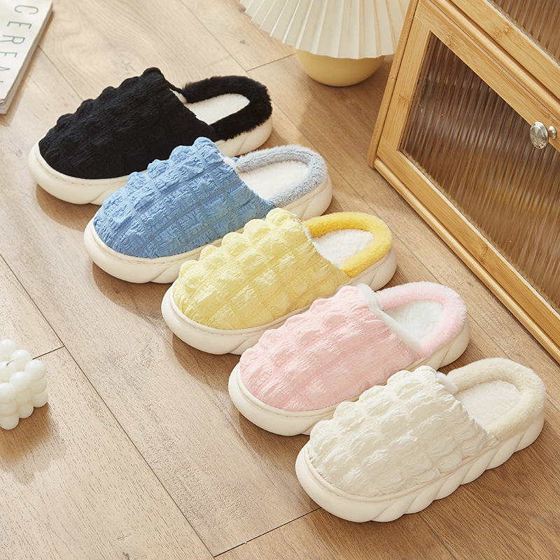 Cotton slippers home wholesale PVC super thick bottom step poo puffs couple winter indoor and outdoor warm Tiktok boom model 464 details Picture