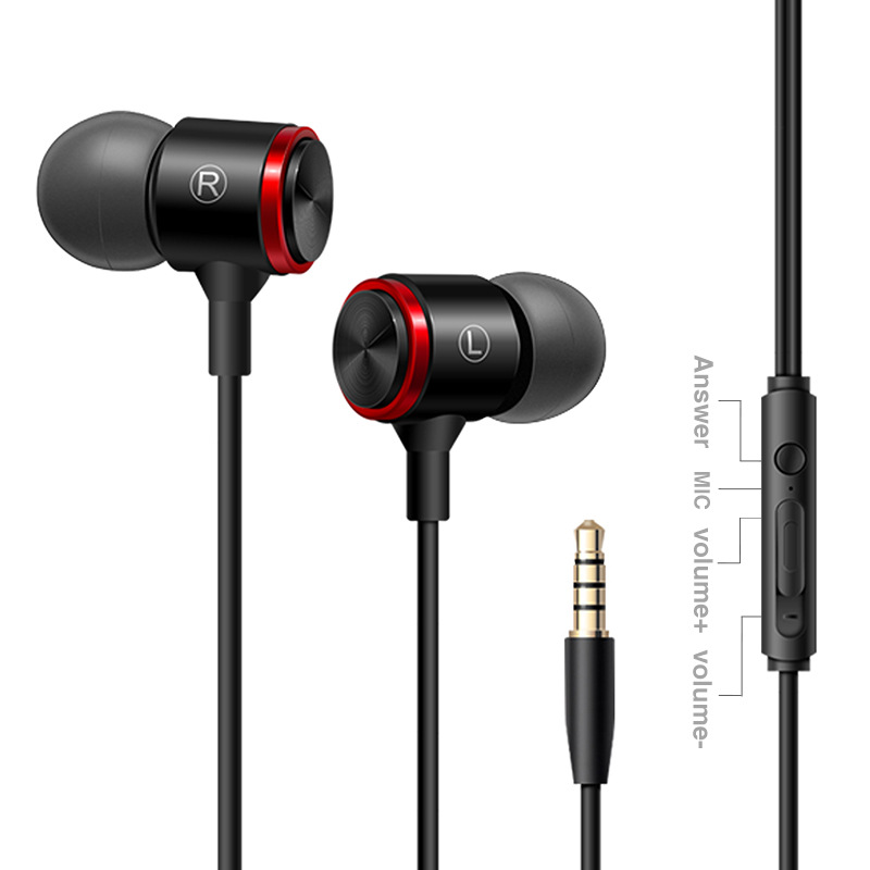 Mobile wire-controlled headphones Metal Heavy bass noise cancelling computer wired Student in-ear gaming headphones Android Wholesale 664 Item Picture