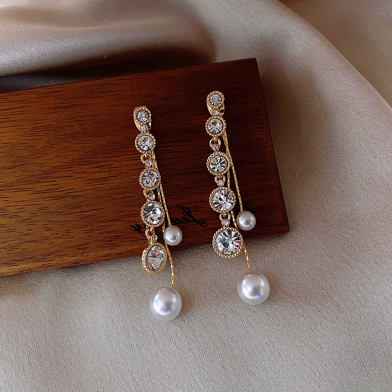 S925 silver needle long stud earrings high-grade earrings female 2022 new fashion South Korea net red dangling full diamond long earrings 10