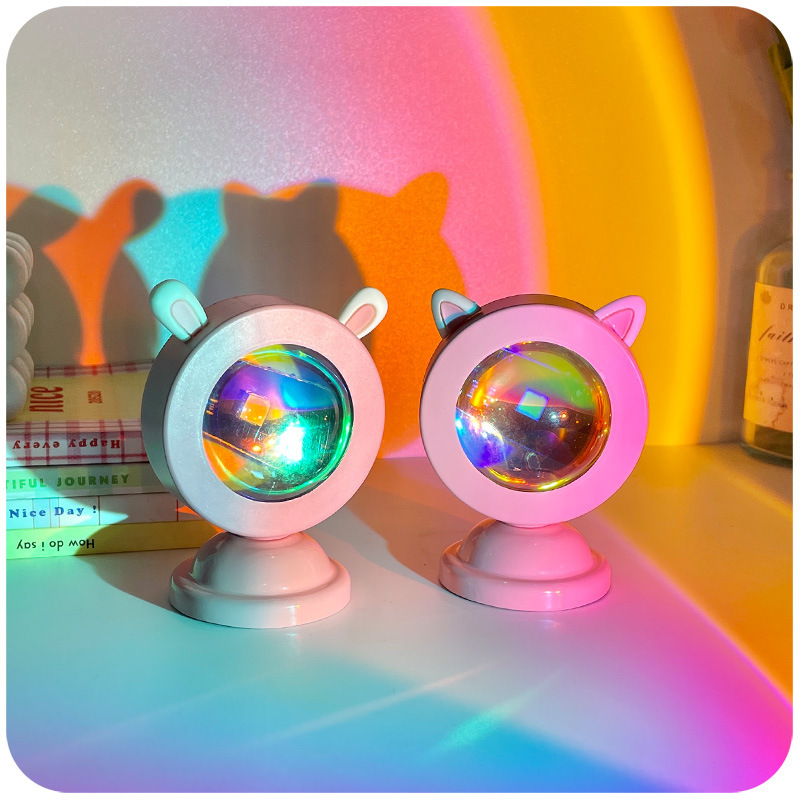 Net red sunset lights never set projection lights rainbow color RGB pink sunset atmosphere mini desk lamp 753 Specification drawing