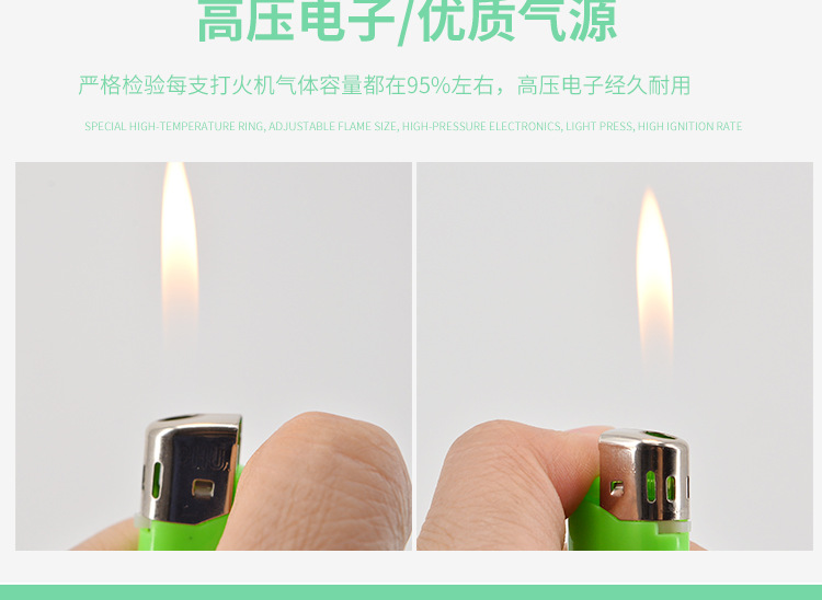 Large thickened 309 lighter Disposable lighter Plastic electronic open Flame lighter 865 Specification drawing