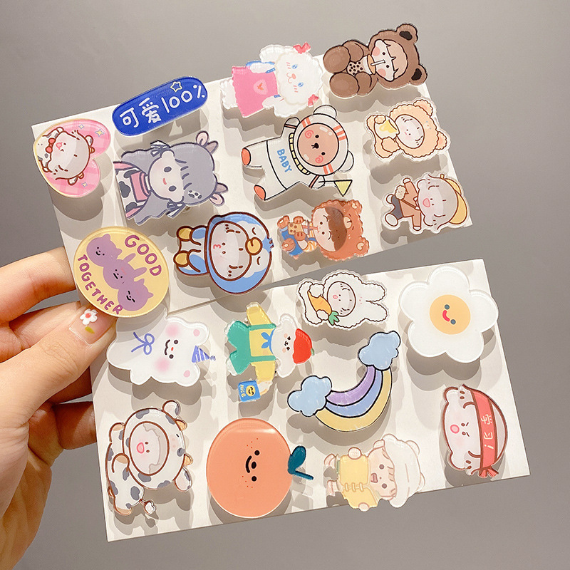 Cute Instagram cartoon day brooch girl 2022 new fashion children's schoolbag pin accessory badge jewelry 527 Specification drawing