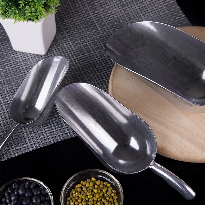 DF99908 round-head ice spatula factory direct sales, flour spatula, thickened aluminum alloy ice spatula, multi-functional food and grain spatula, rice nut feed spatula, DF Trading House Application Scenario