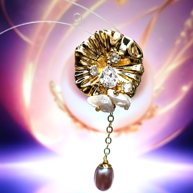 Yiwu Huibo Baodi 086032 Copper plated 14K gold rain lotus leaf Baroque pearl earrings Application Scenario