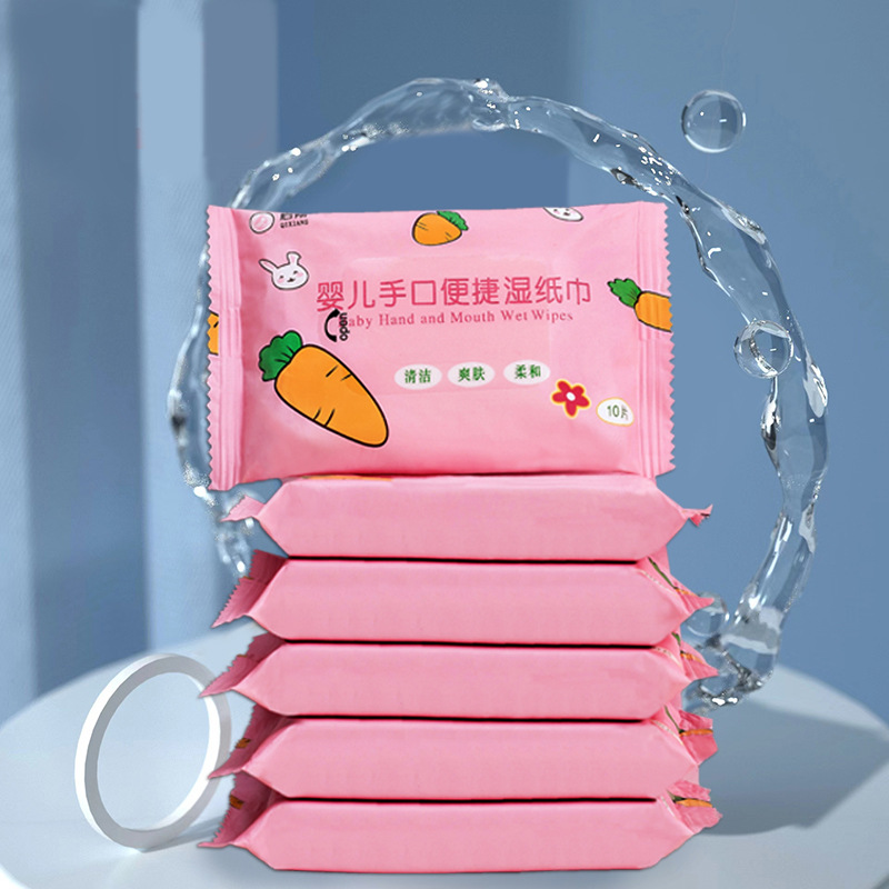 10 Hand-drawn mouth wipes for babies wholesale extractable portable children's cleaning wipes small pack Wet wipes Factory 461 Application Scenario