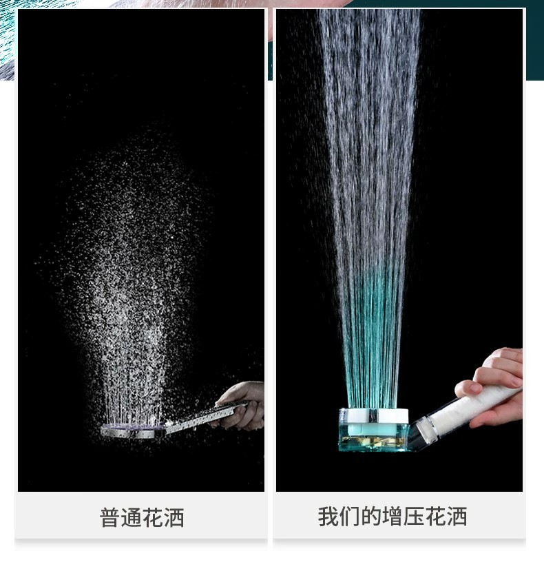 跨境热卖LED灯花洒七彩发光小蛮腰增压淋浴头沐浴过滤净水莲蓬头详情5