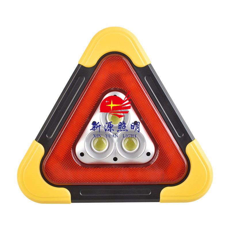 跨境三角型太阳能投光灯车载红光警示泛光灯USB充电手提COB工作灯详情图1