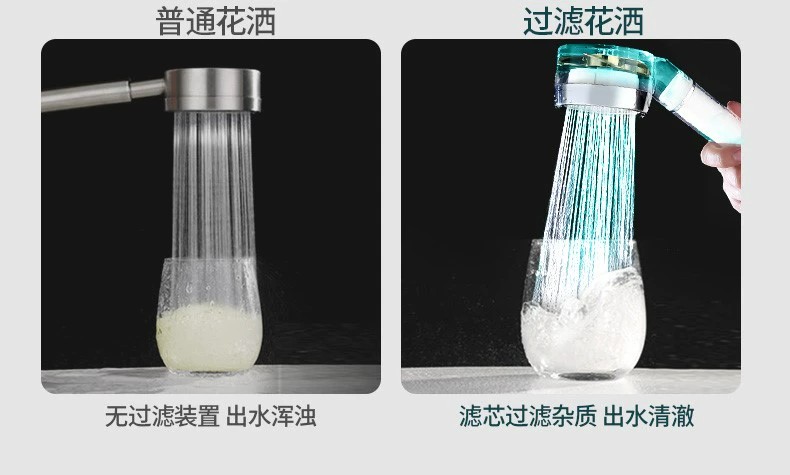 跨境热卖LED灯花洒七彩发光小蛮腰增压淋浴头沐浴过滤净水莲蓬头详情8