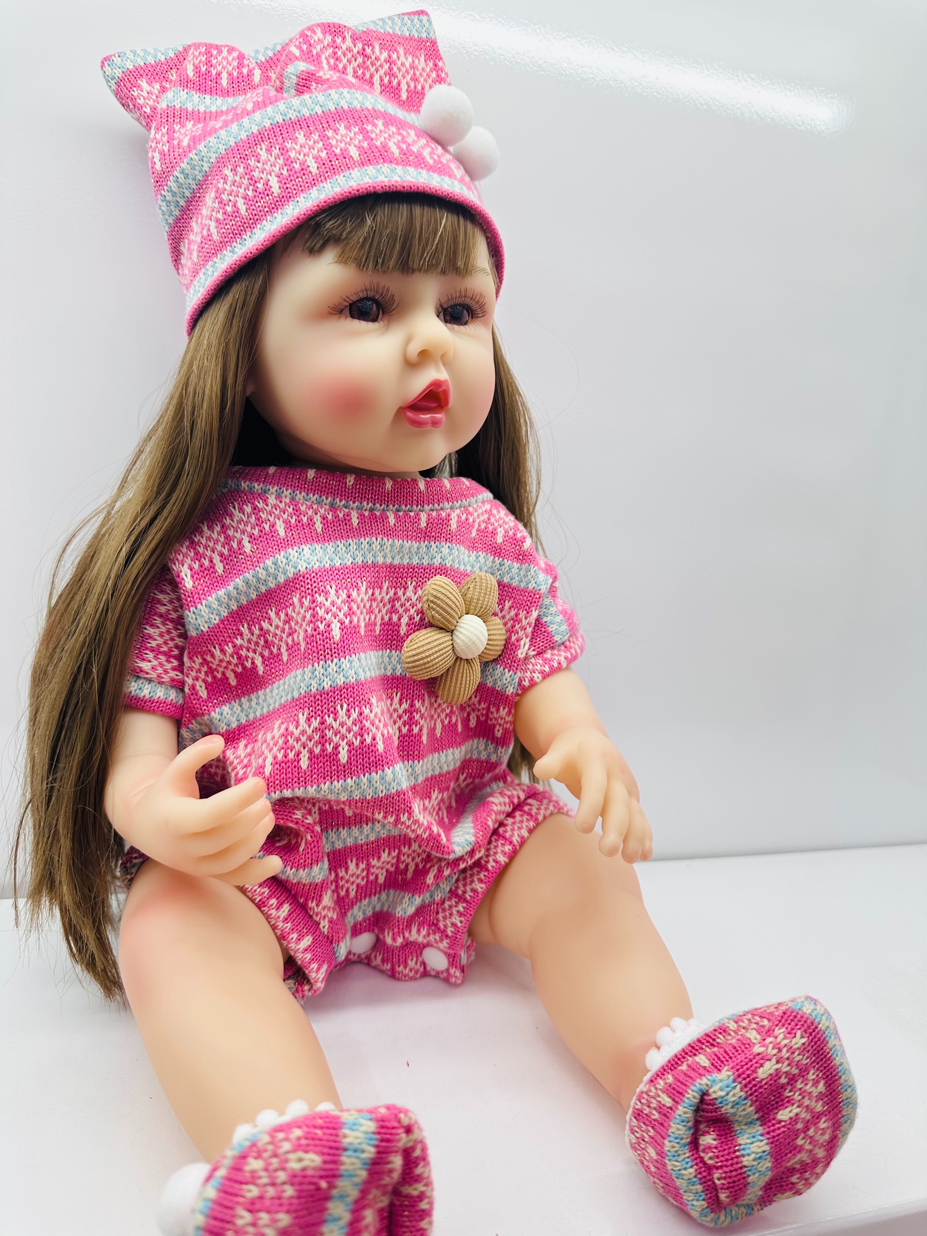 55Cm Soft Glue Simulation Baby Optional Rapunzel Hair Reborn Doll details Picture