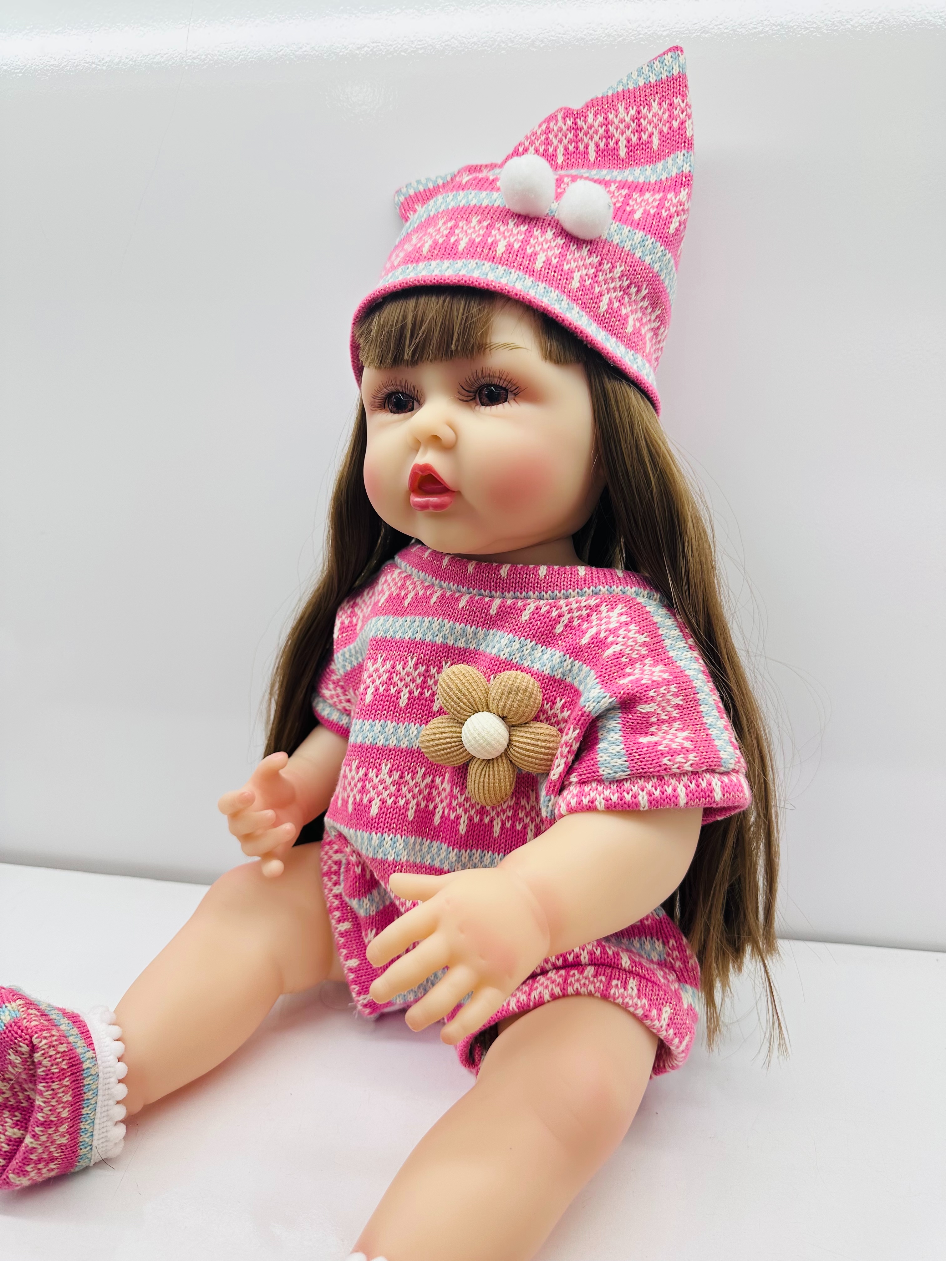 55Cm Soft Glue Simulation Baby Optional Rapunzel Hair Reborn Doll Specification drawing