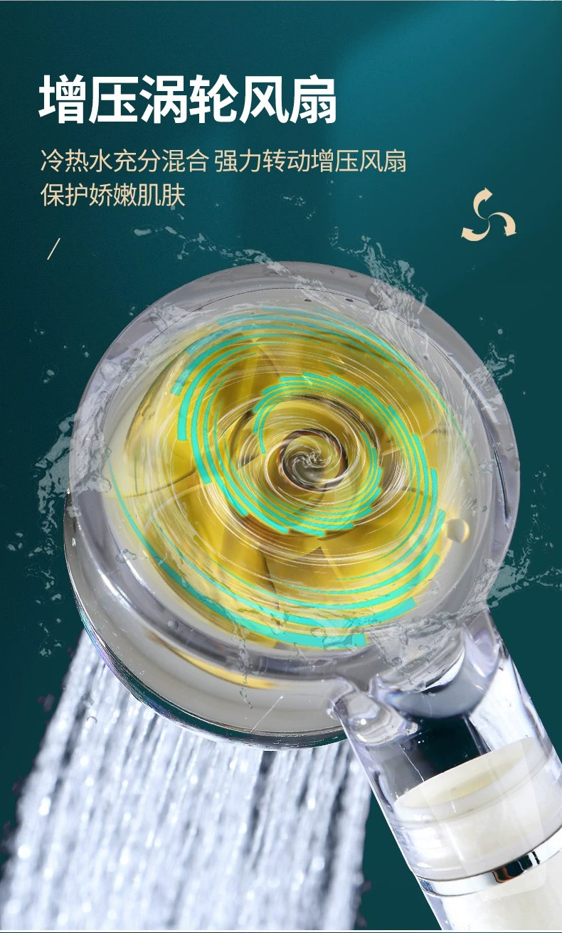 跨境热卖LED灯花洒七彩发光小蛮腰增压淋浴头沐浴过滤净水莲蓬头详情3