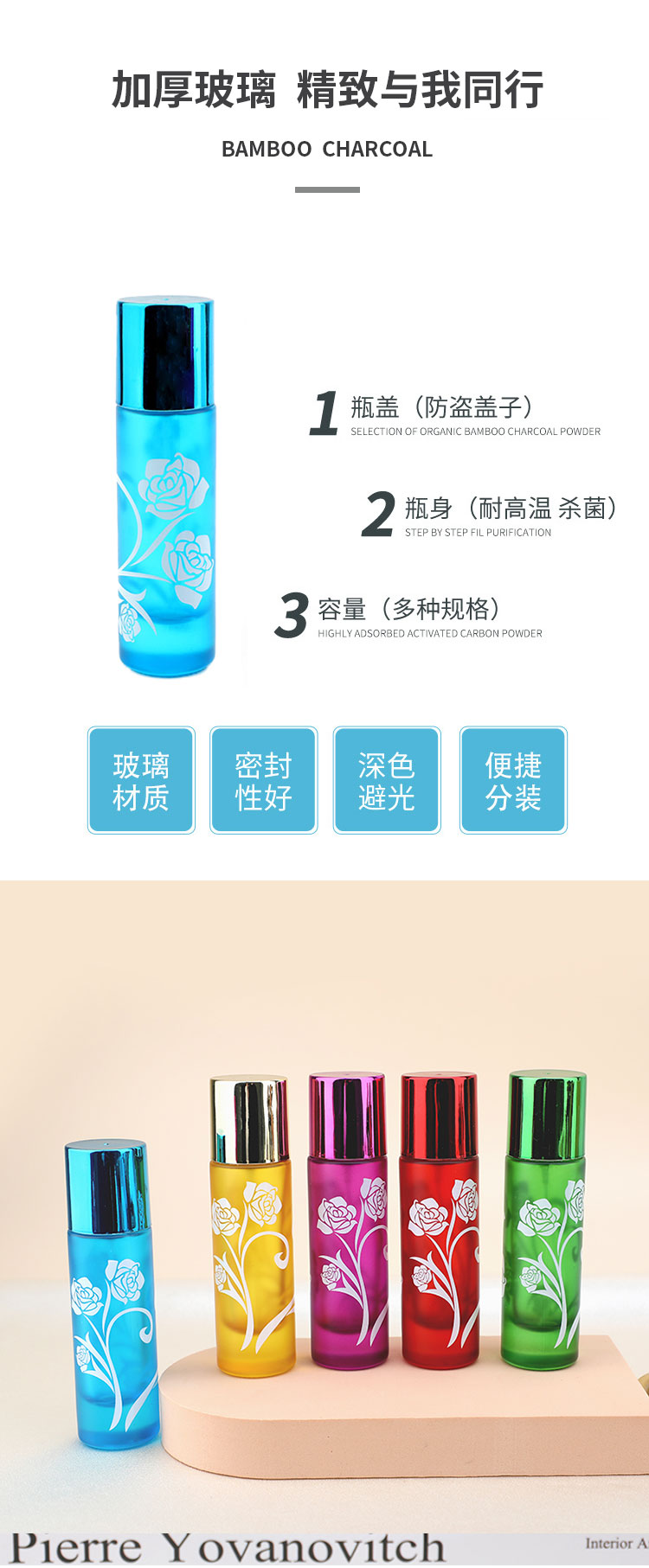 厂家批发喷色香水瓶子 加厚可再用玻璃瓶旅行分装 香水樽规格可选详情3