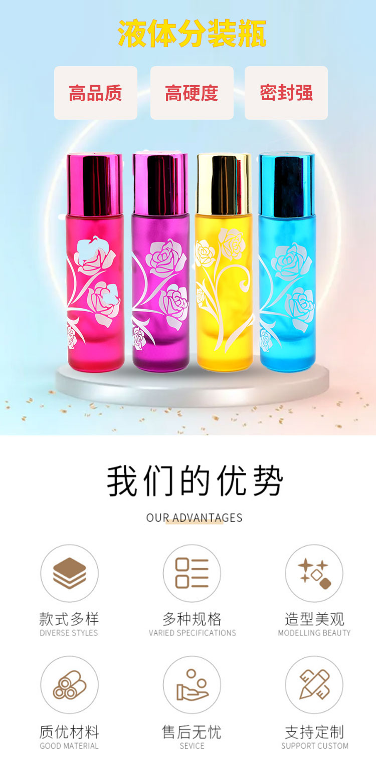 厂家批发喷色香水瓶子 加厚可再用玻璃瓶旅行分装 香水樽规格可选详情1
