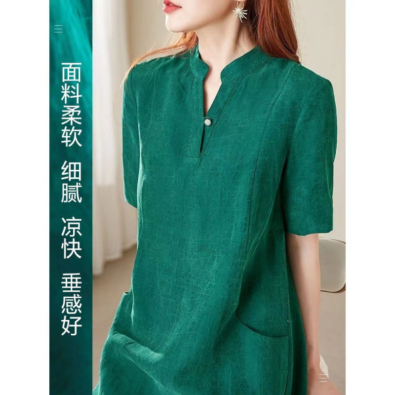 23秋冬新款亚马逊欧美Polo领打底针织长裙宽松大码纯色女士连衣裙8989665