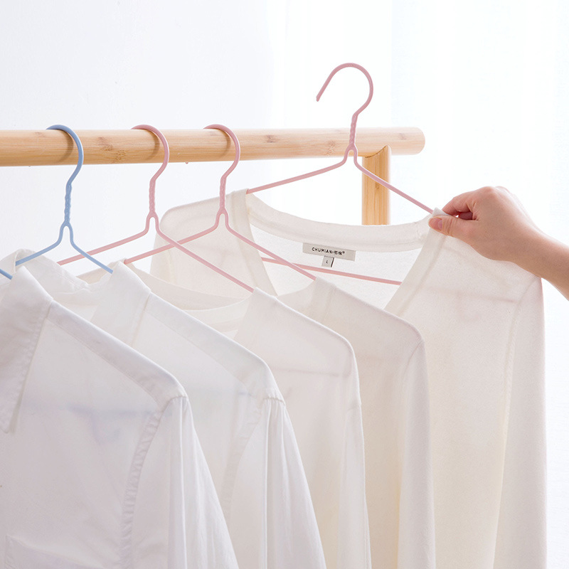 [new thick coat hanger] Dip plastic clothes rack wholesale dry and wet dual-use adult drying rack for hair details Picture