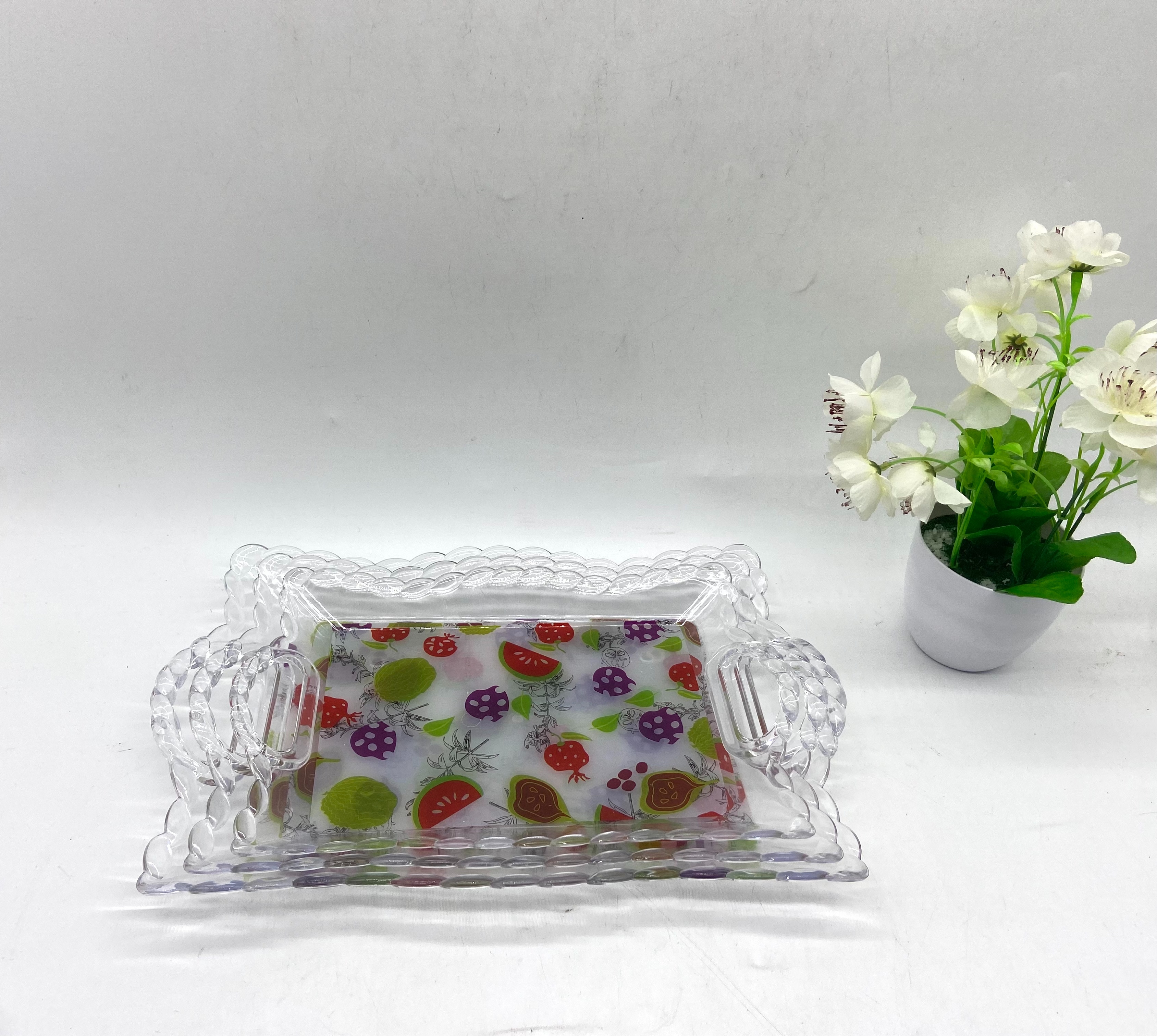 Fruit nut snack tray printing transparent simple display tray creative multi-functional storage tray