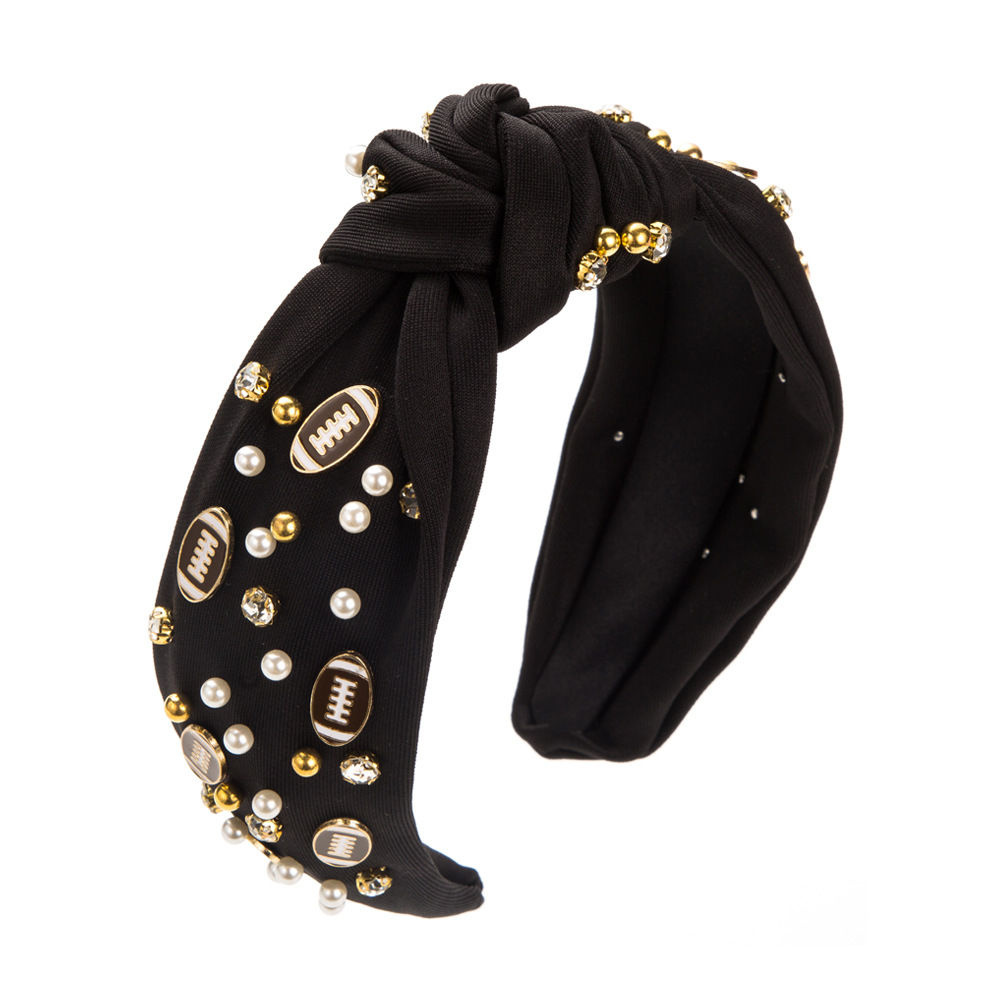 Black hair bands, Amazon bestsellers, rugby decorative headbands, women's fashion fabric wide-brimmed pearl hair accessories wholesale Item Picture