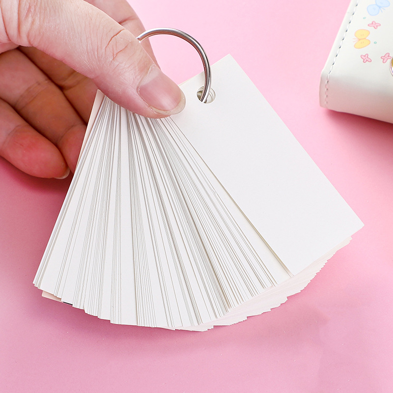 Mini pocket notepad Portable cartoon hoop book English words loose-leaf book thick card book wholesale gift Application Scenario