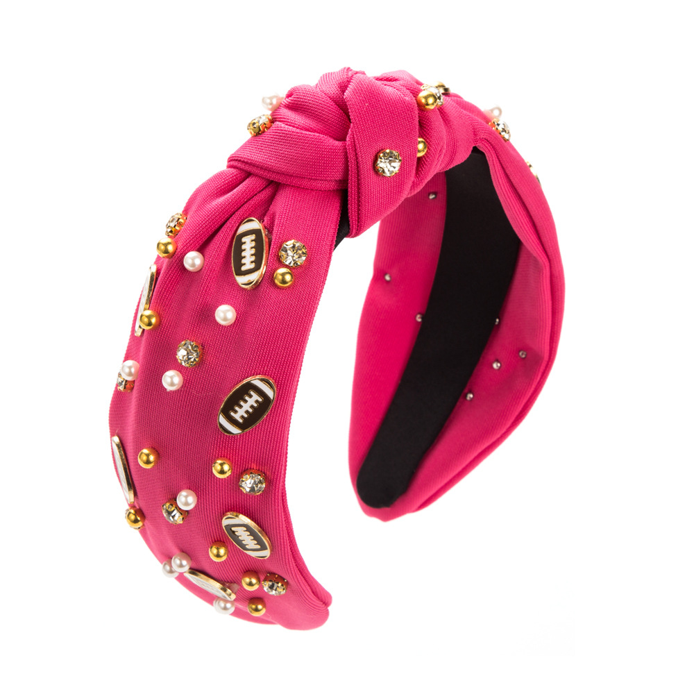 Rose pink hair bands, Amazon bestsellers, rugby decorative headbands, women's fashion fabric wide-brimmed pearl hair accessories wholesale