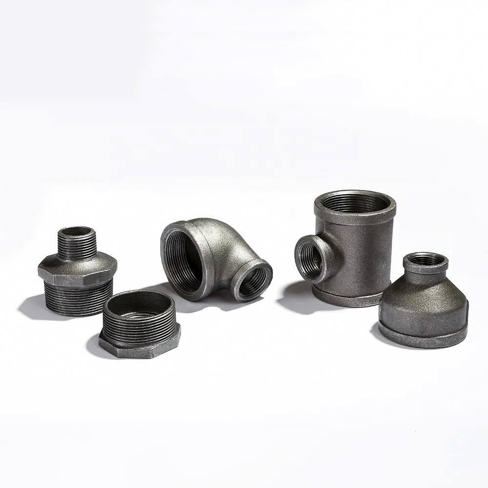 消防水暖镀锌黑品内丝玛钢管件弯头三通管古对丝补芯品种规格齐全