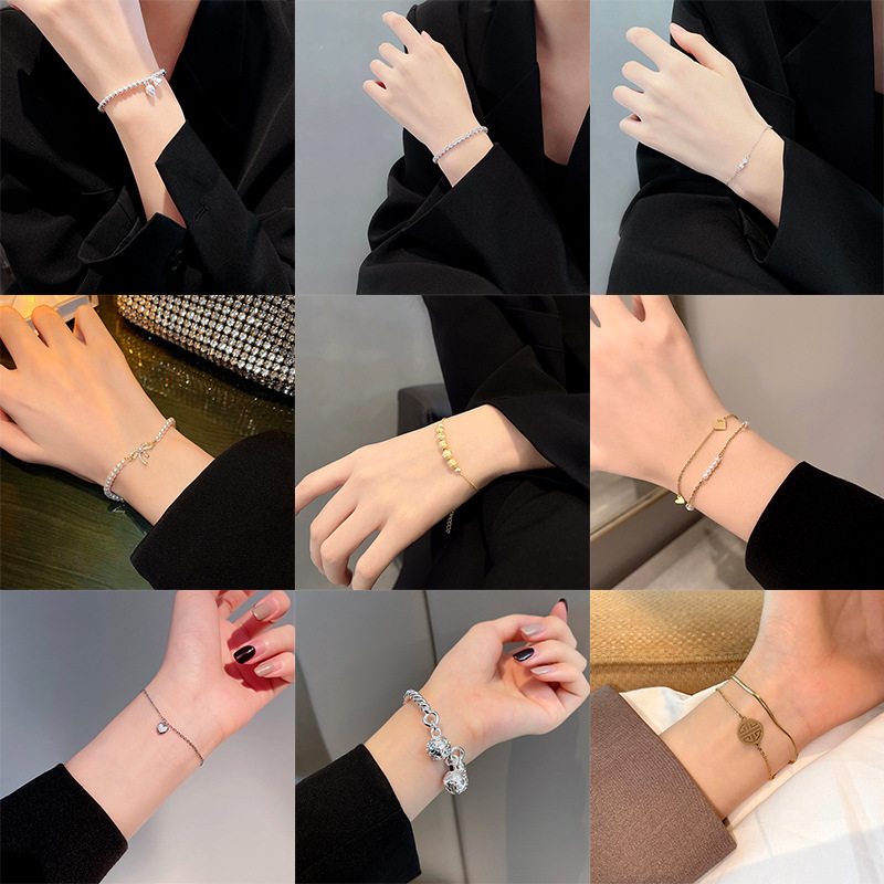 Light luxury net red fashion personality trend bracelet temperament everything simple pearl bracelet Hong Kong wind geometric niche bracelet details Picture