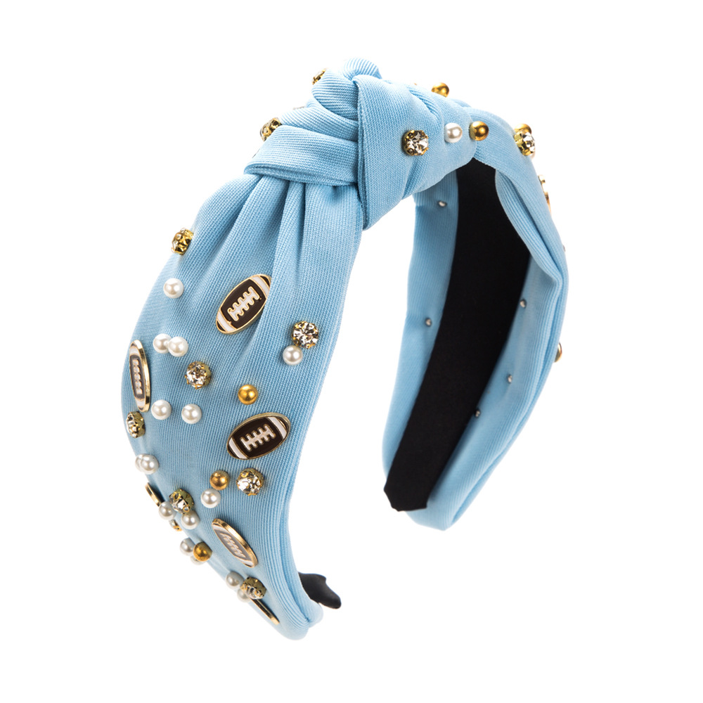 Blue headbands, Amazon bestsellers, rugby decorative headbands, women's fashion fabric wide-brimmed pearl hair accessories wholesale Item Picture