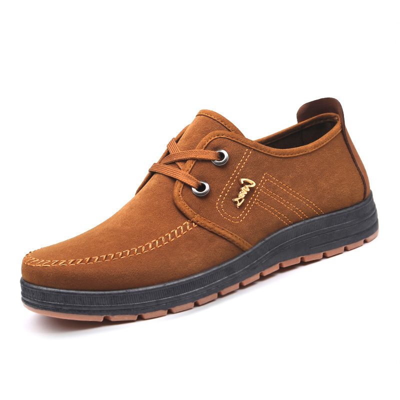 Old Beijing cloth shoes men's casual shoes autumn and winter lace-up plus cashmere warm father shoes driving cloth shoes non-slip cotton shoes tendon Item Picture