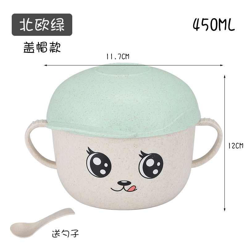 B36-181216 Wheat Straw Children's Tableware Set - Creative Cartoon Children's complementary Food rice Bowl and Spoon Application Scenario
