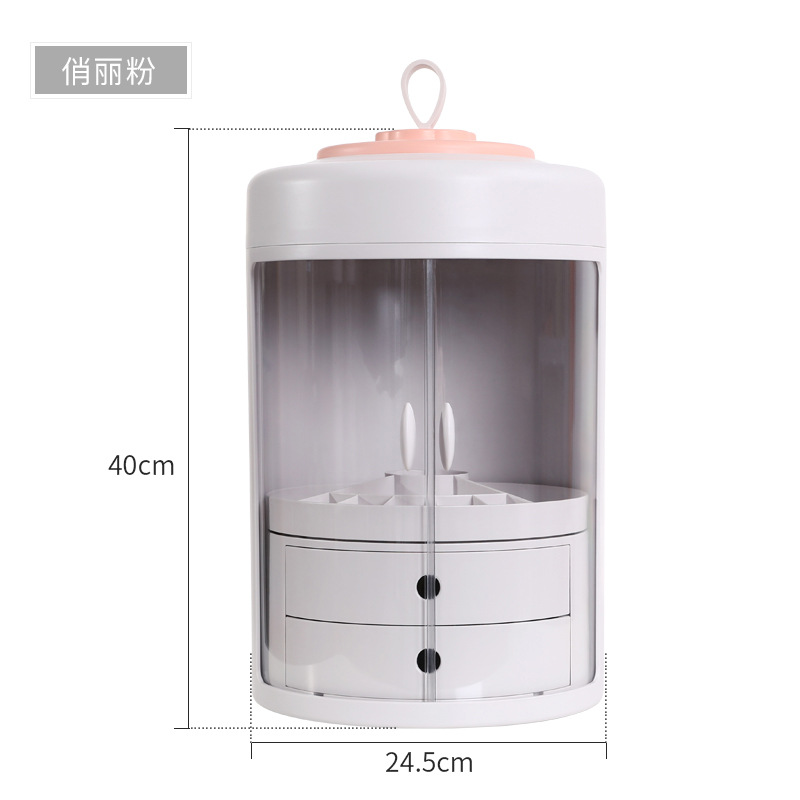 Y169-226 Rotating Cosmetics Storage Box, multi-functional portable round dust-proof cosmetics box, desktop organization box detail image 10
