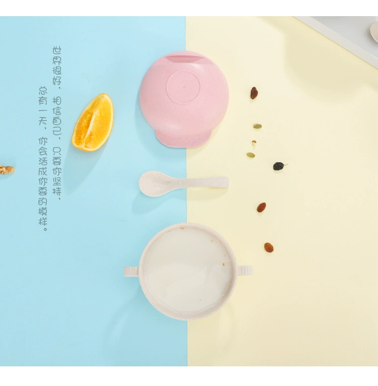 B36-181216 Wheat Straw Children's Tableware Set - Creative Cartoon Children's complementary Food rice Bowl and Spoon detail image 14
