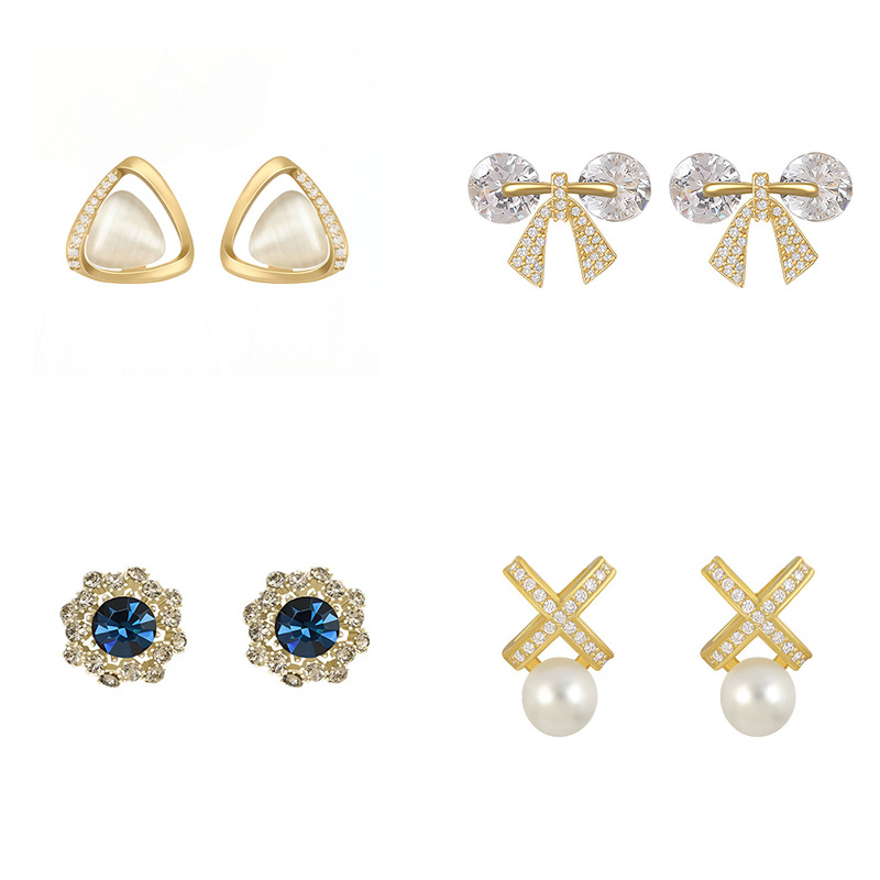 925 silver needle earrings female cross-border net red pearl earrings temperament socialite earrings drop earrings wholesale earrings studs Item Picture