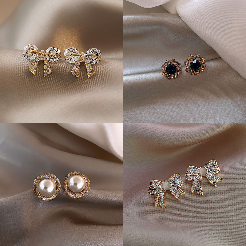 925 silver needle earrings female cross-border net red pearl earrings temperament socialite earrings drop earrings wholesale earrings studs Specification drawing