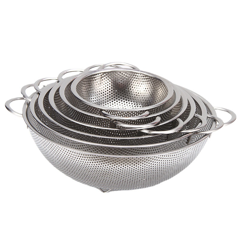 双耳密孔/多用篮/不锈钢/双耳冲孔篮/家用多尺寸/沥水淘米/果蔬篮细节图