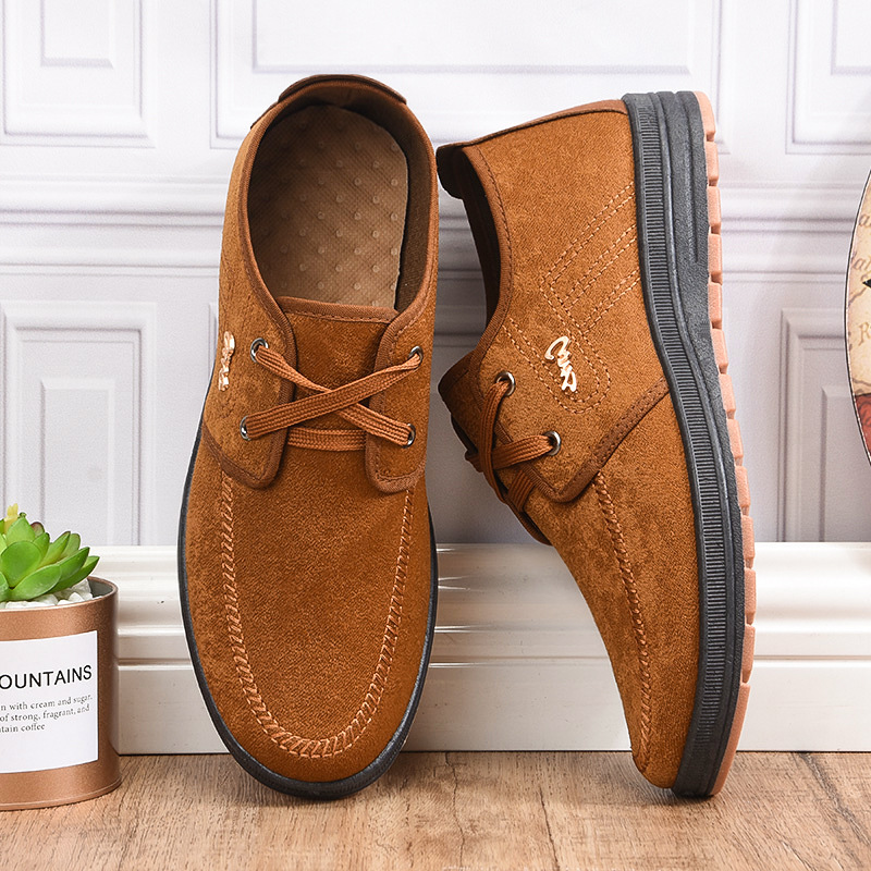 Old Beijing cloth shoes men's casual shoes autumn and winter lace-up plus cashmere warm father shoes driving cloth shoes non-slip cotton shoes tendon Application Scenario