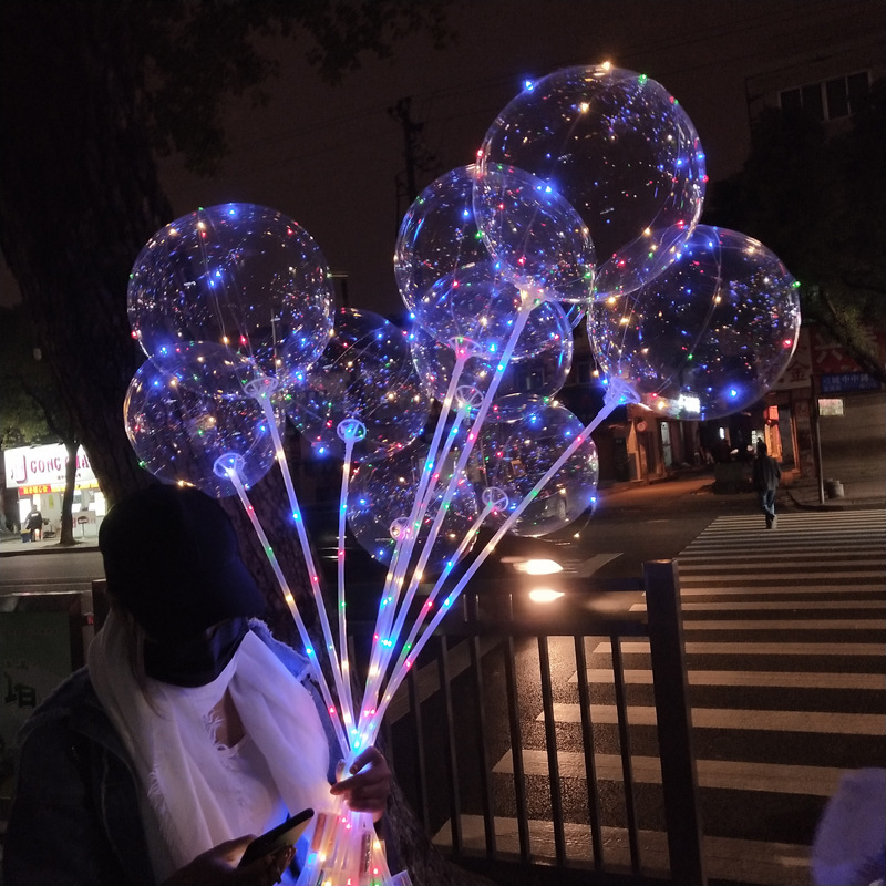 气球卡通20寸网红透明发光波波球大量批发夜市地摊气球七彩氛围灯详情图3