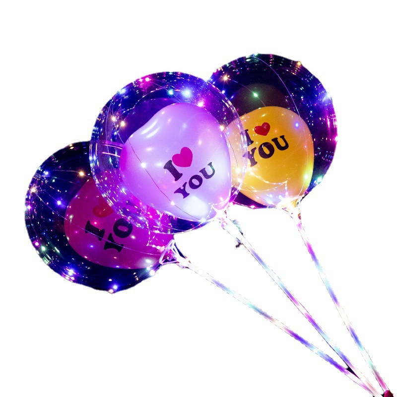 气球卡通20寸网红透明发光波波球大量批发夜市地摊气球七彩氛围灯详情图5