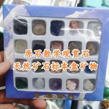 20种促销天然水晶原石矿石矿物标本盒孩子科普教学奇石六一礼物