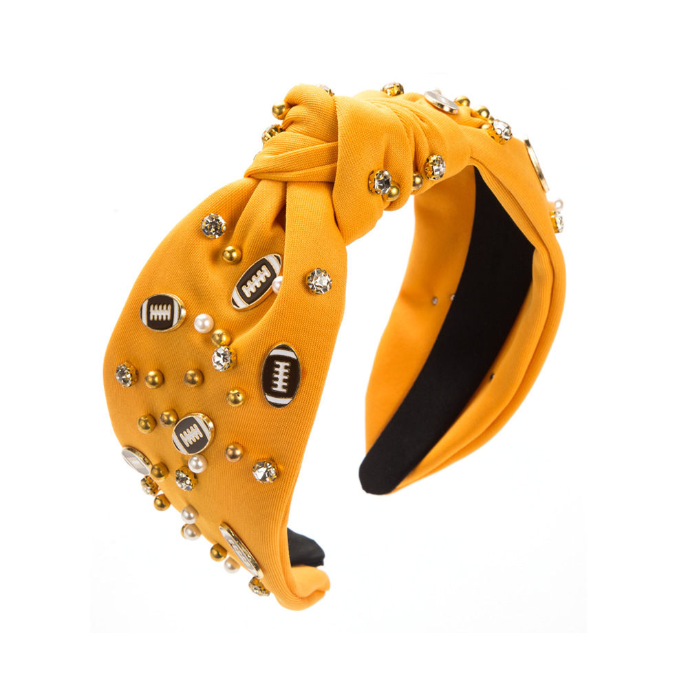 Turmeric hairbands, Amazon bestsellers, rugby decorative headbands, women's fashion fabric wide-brimmed pearl hair accessories wholesale Specification image