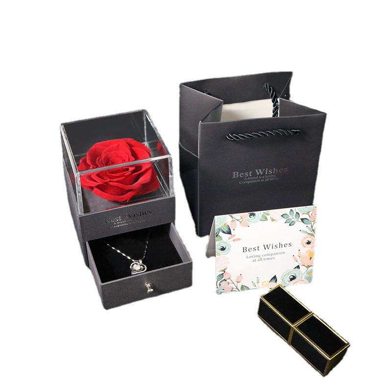 Valentine's Day rose box, high-transparency acrylic real flower gift box, Mother's Day, Valentine's Day and Teachers' Day eternal rose jewelry box Item Picture