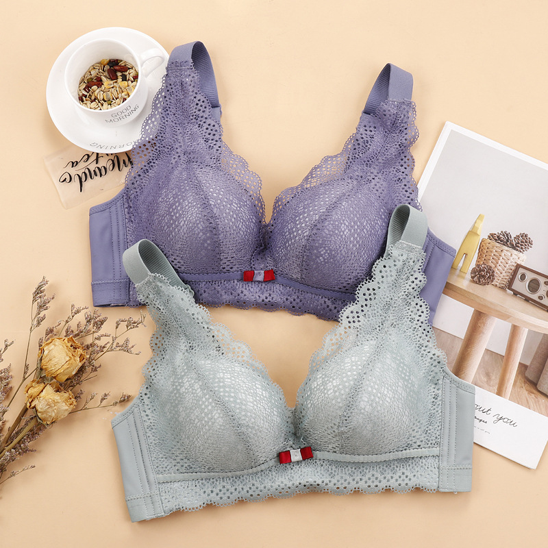 The 2022 new bra beauty vest pulls together and adjusts the pair of underwear lace without underwire thin on the bottom thick details Picture